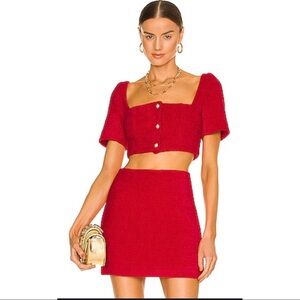 SAU LEE Alice Crop Top in Red